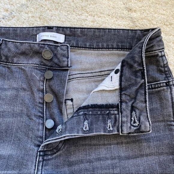 Anine Bing Kara Charcoal Ripped Knee Distressed Ankle Skinny Jeans Size 28 - Picture 10 of 14